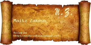 Maitz Zakeus névjegykártya